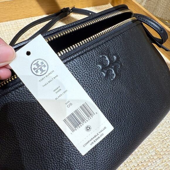 Best price ‼️Tory Burch Thea Belt Bag 165917 Pebbled Leather Black, $390 - Picture 6 of 6